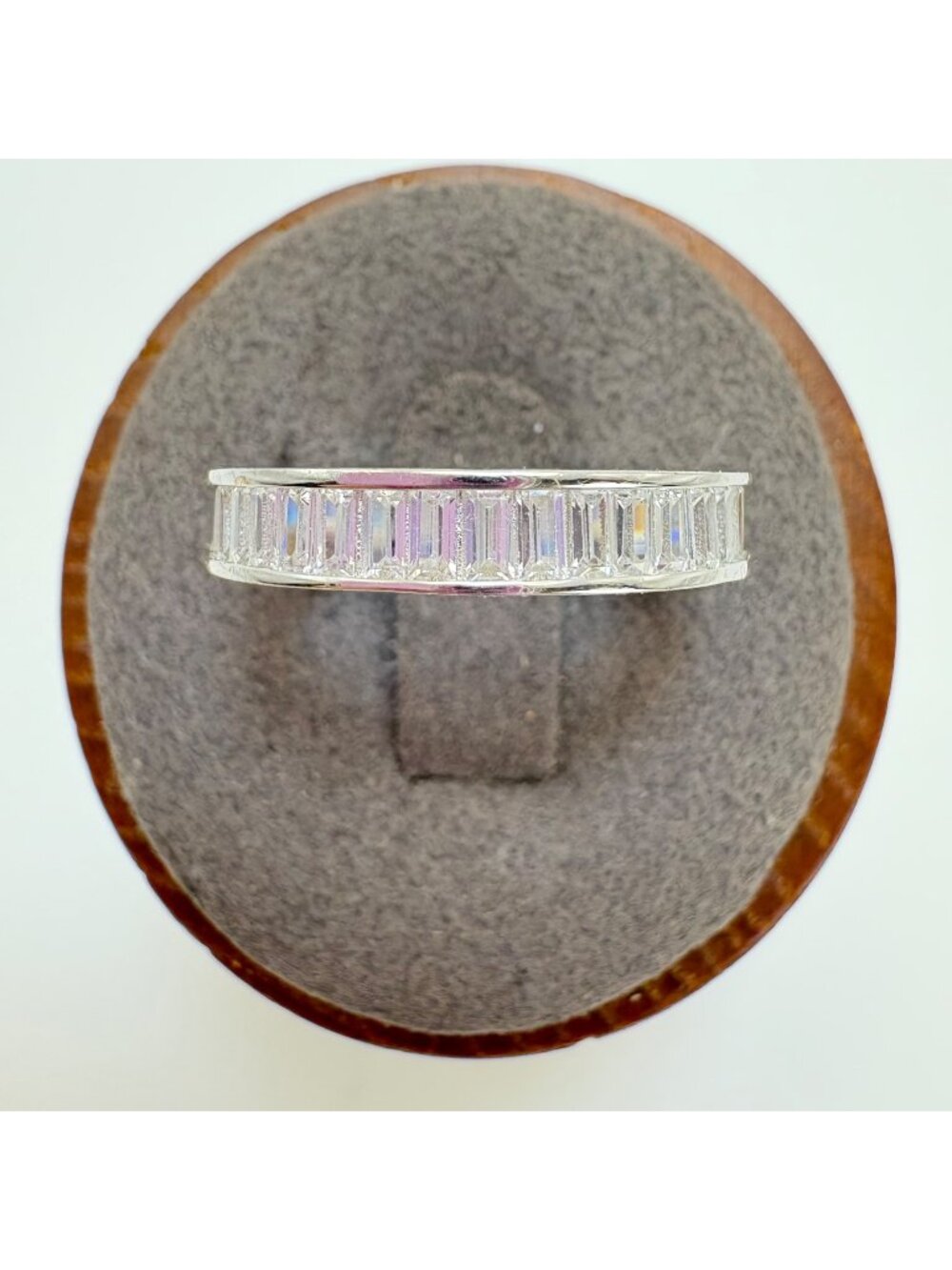 Cubic Zirconia & Sterling Silver 925 Channel Set Band Ring Size 6.75